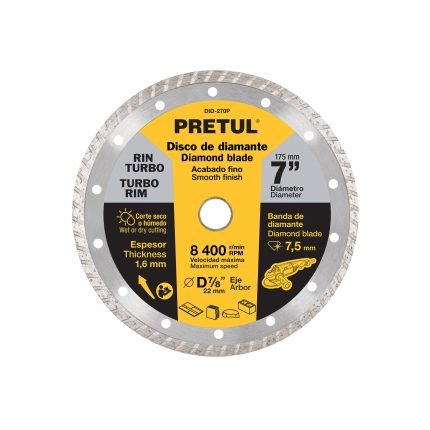 DISCO DE DIAMANTE DE 7″ X 1.6 MM – PRETUL