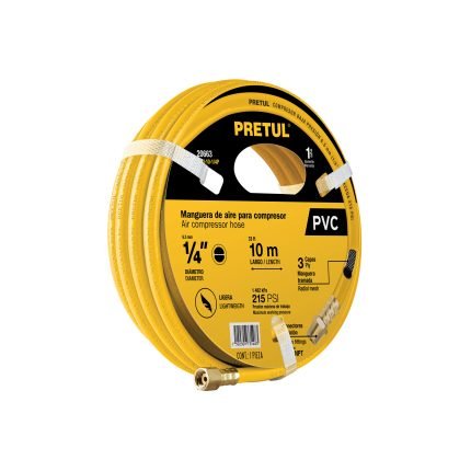 MANGUERA DE COMPRESOR DE PVC DE 10M x 1/4" - PRETUL