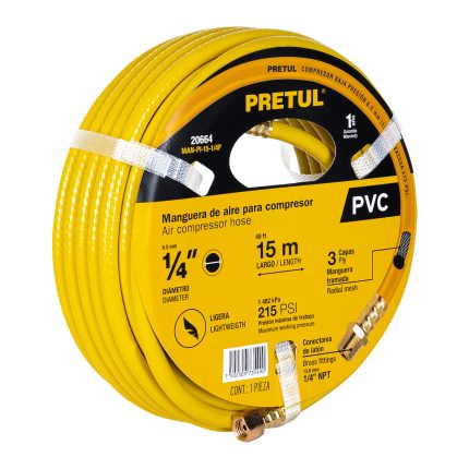 MANGUERA DE COMPRESOR DE PVC DE 15 M x 1/4" - PRETUL