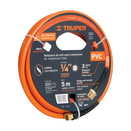 MANGUERA DE COMPRESOR DE  PVC DE 5M X 1/2"- TRUPER