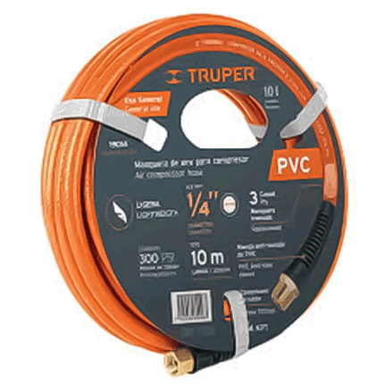 MANGUERA DE COMPRESOR DE  PVC DE 10 M X 1/4"- TRUPER