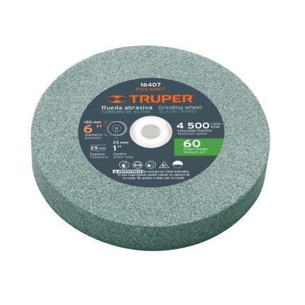 RUEDA ABRASIVA P/ESMERIL 6" X 25 MM, GRANO 60, CARBURO SILICIO - TRUPER