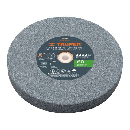 RUEDA ABRASIVA P/ESMERIL 8" X 25 MM, GRANO 60 - TRUPER